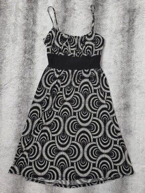 Wrapper Black & White Geometric Circle Print Slip Dress Y2K 2000s Medium